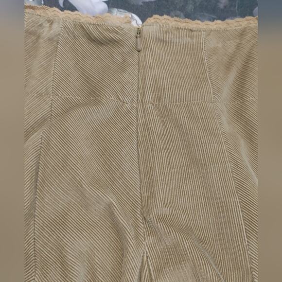 Free People Handkerchief Asymmetrical Raw Hem Corduroy Midi Skirt Brown Womens 8 - Picture 7 of 8